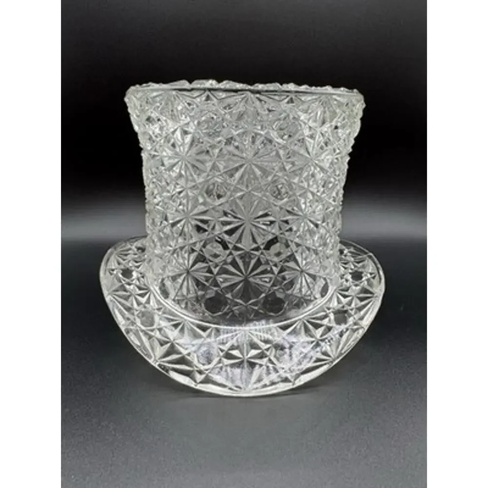 Fenton Ice Bucket Wine Holder Daisy Button Pattern Lg Clear Glass Vintage READ